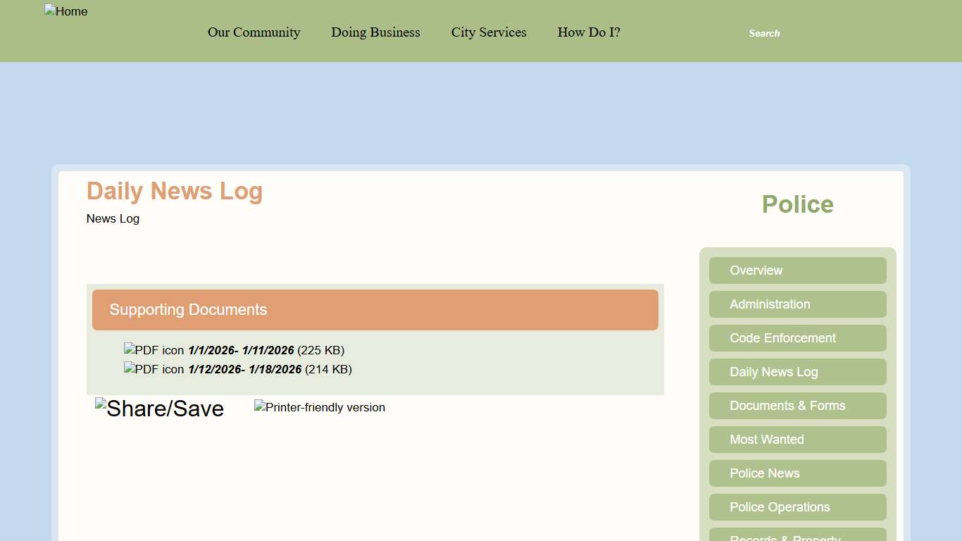 Daily News Log City of Prineville Oregon